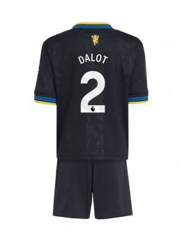 Billige Manchester United Diogo Dalot #2 Tredjedraktsett Barn 2025-26 Kortermet (+ Korte bukser)